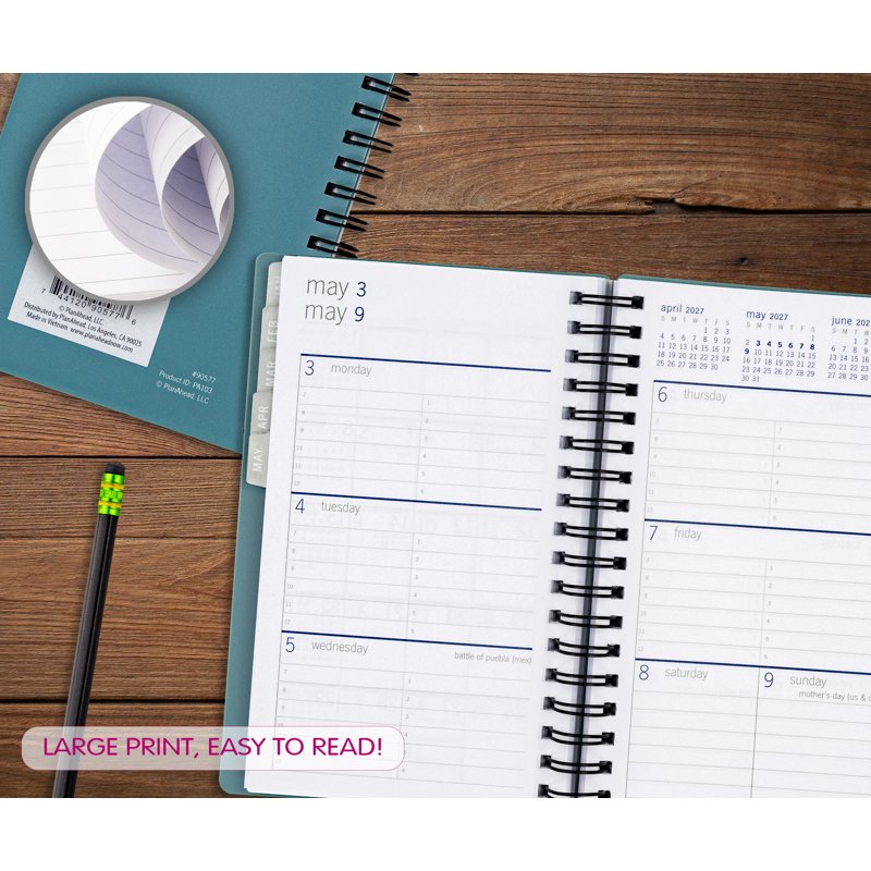 Small Monthly Weekly Planner - 18 Months Jul 2026-Dec 2027, Teal