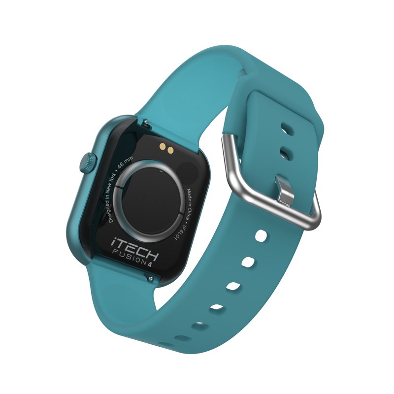 Unisex Rectangular Smart Watch with Interchangeable Silicone Strap - Fitness & Health Tracking