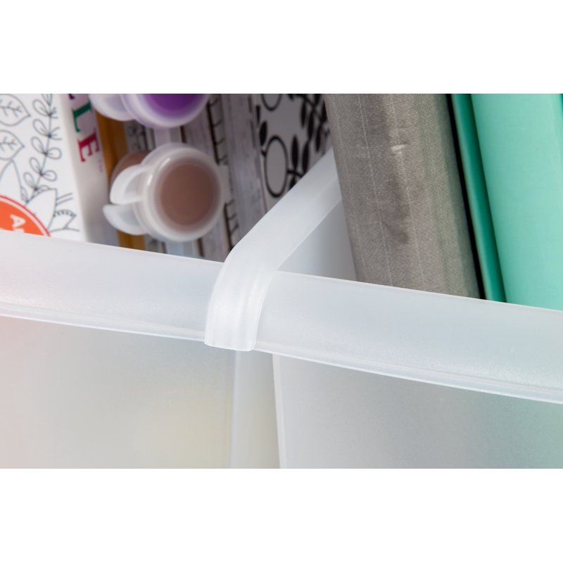 15-Inch Plastic Book Storage Bins Set of 8 - Clear Multi-Color Connectors
