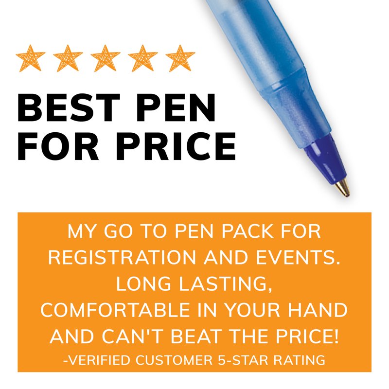 Bulk Blue Ballpoint Pens 1.0mm Medium Point 500 Pack - Reliable Office Writing Supplies