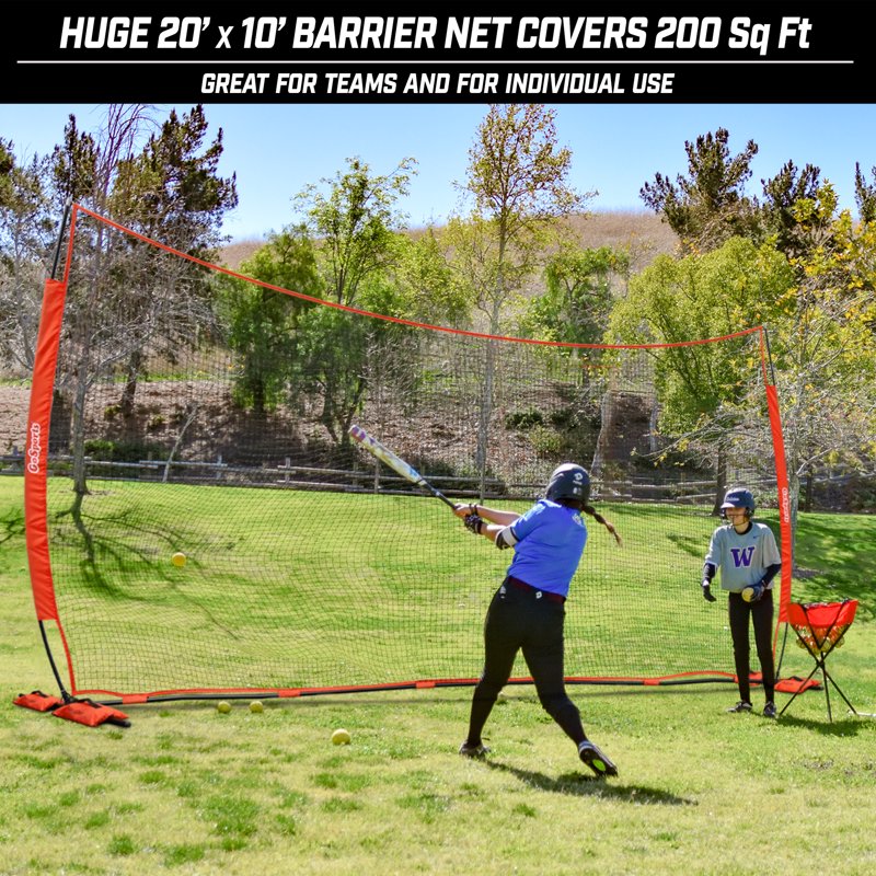 20' x 10' Sports Barrier Net for Baseball, Basketball, Football & More