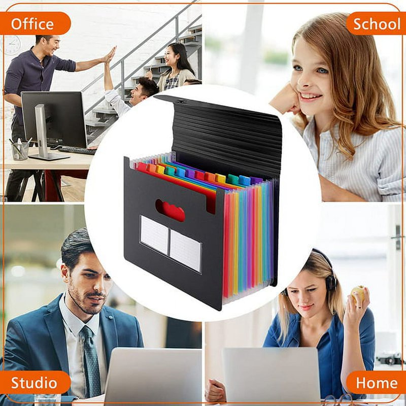 12-Pocket Expanding File Folder - Office Document Organizer, A4 & Letter Size