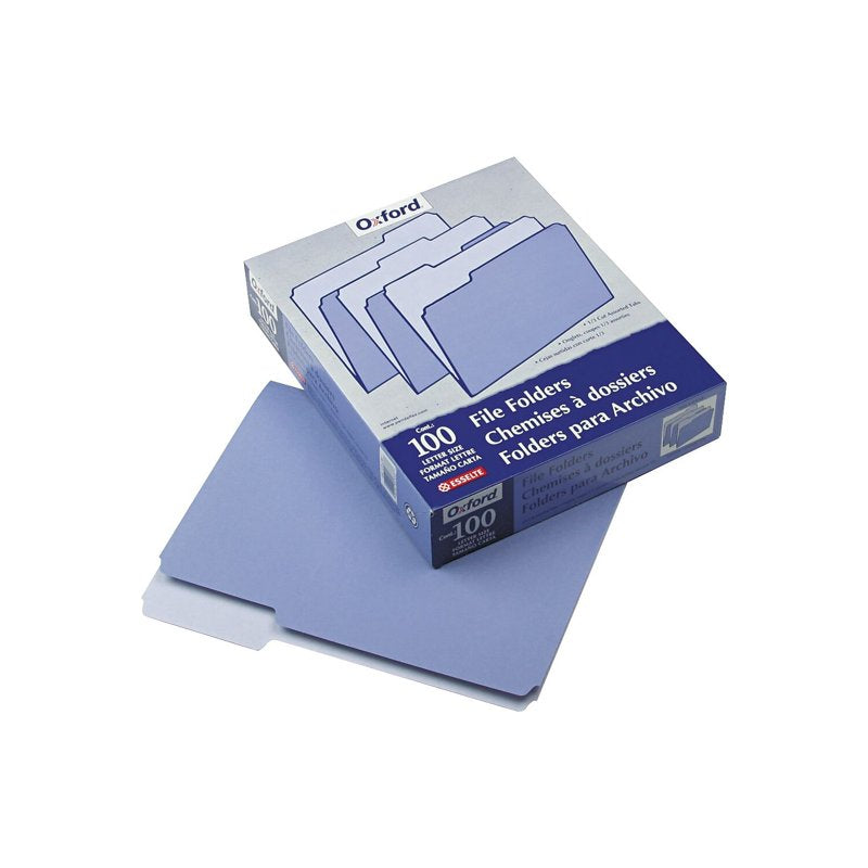 Lavender Two-Tone File Folders - Letter Size, 1/3 Cut Tabs, Pack of 100