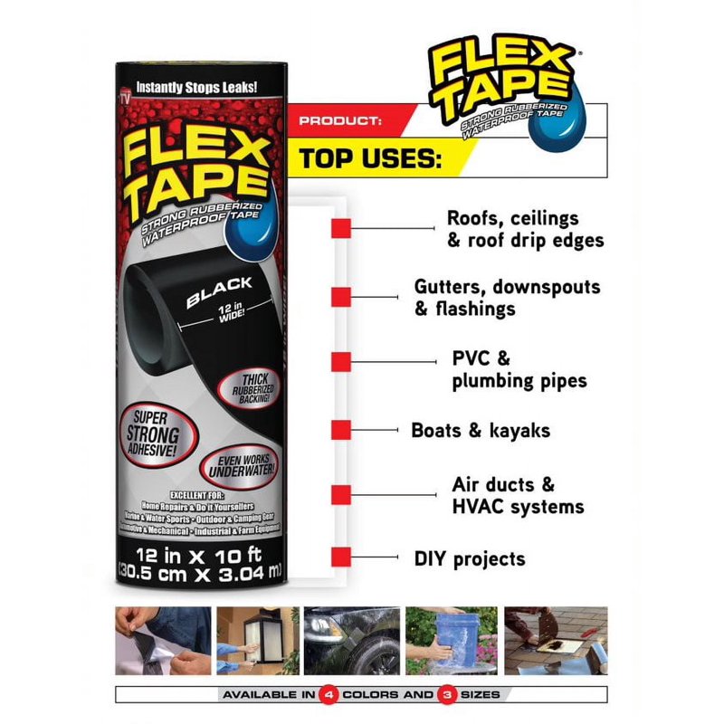 Waterproof Rubberized Repair Tape - Strong Seal, Conforms to Any Surface
