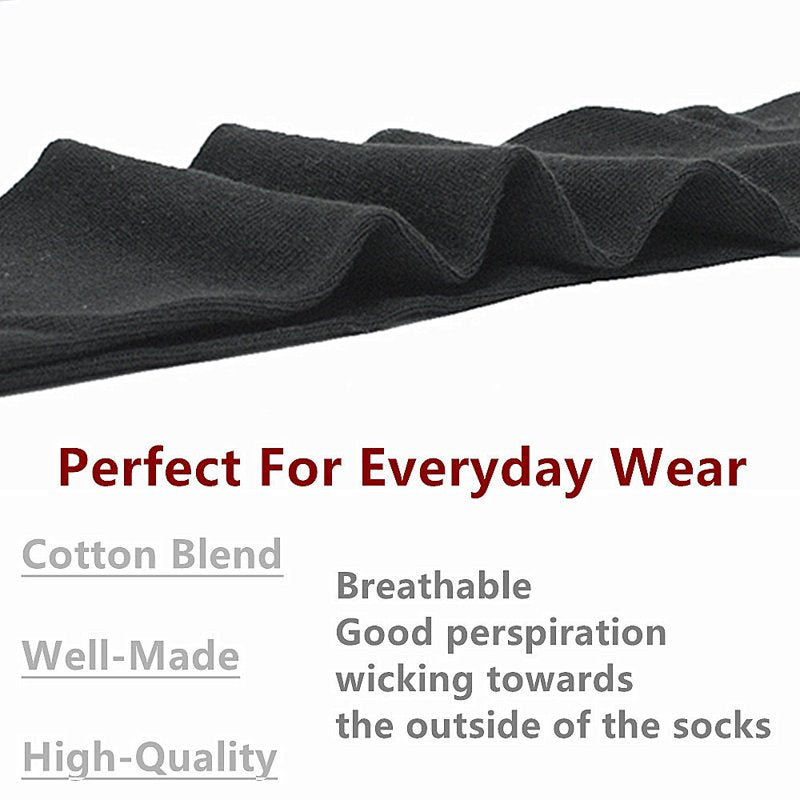 Glory Max 6 Pairs Men's Casual Black Ankle Socks Size 9-11 – Thin Cotton, Stretch