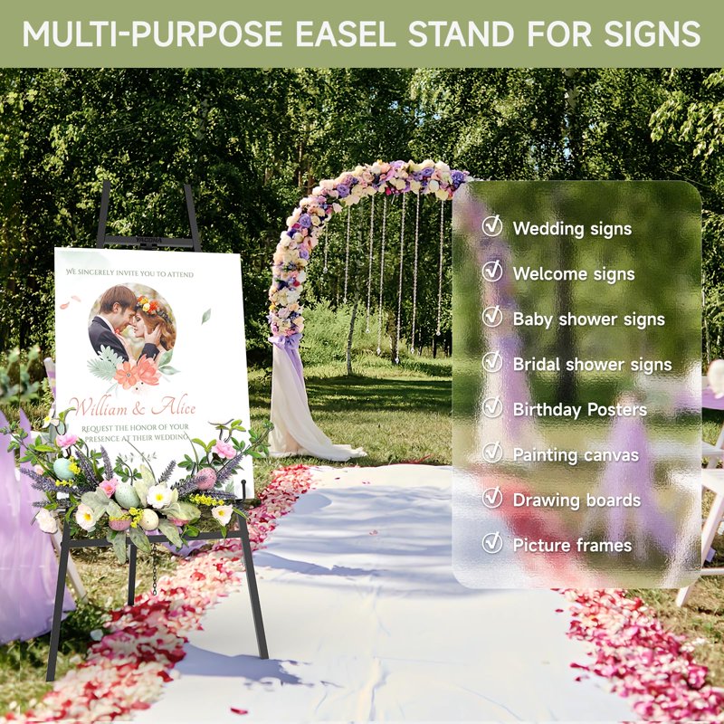 Heavy Duty Metal Easel Stand for Sign and Poster Display, Adjustable Height
