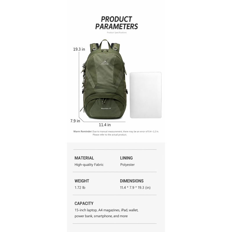 Lightweight Water-Resistant Hiking Backpack for Outdoor Travel - Large Capacity, Men & Women