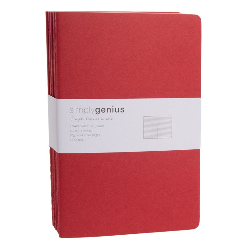 A5 Soft Cover Paper Journal Notebook Set - 6 Pack, 5.5 x 8.3 Inches, Multiple Colors