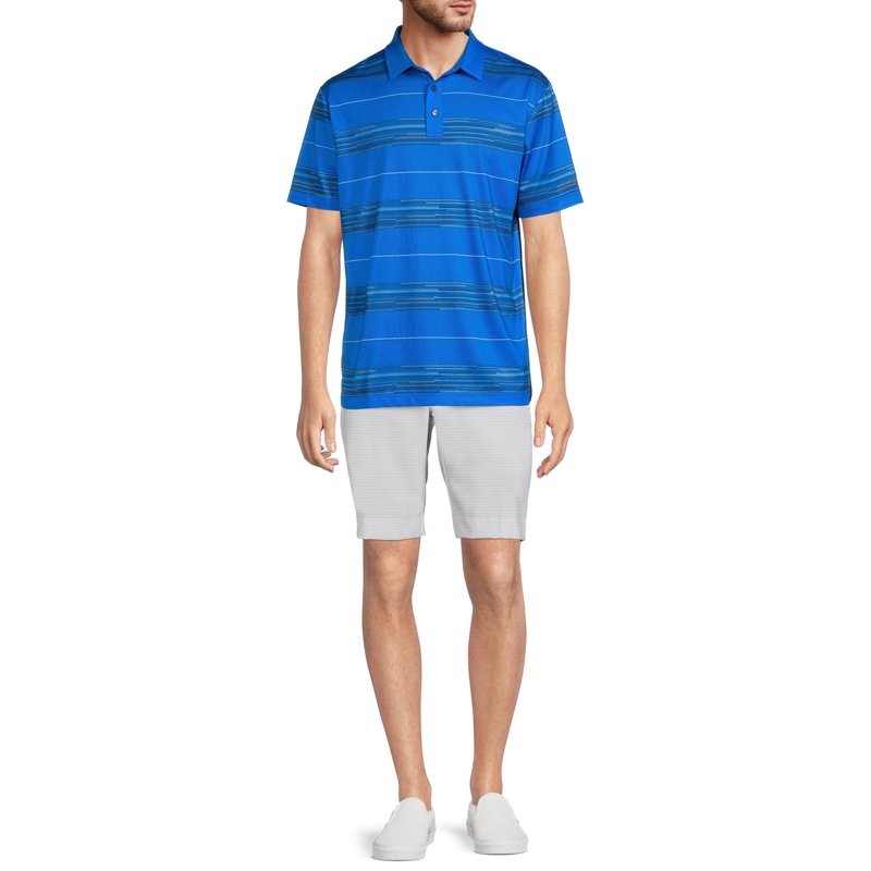 Ben Hogan Men’s & Big Men’s Block Stripe Polo Shirt Light Blue M