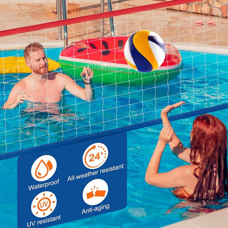 Heavy-Duty Pool Volleyball Net Set with Water Bag Support for Pool Games