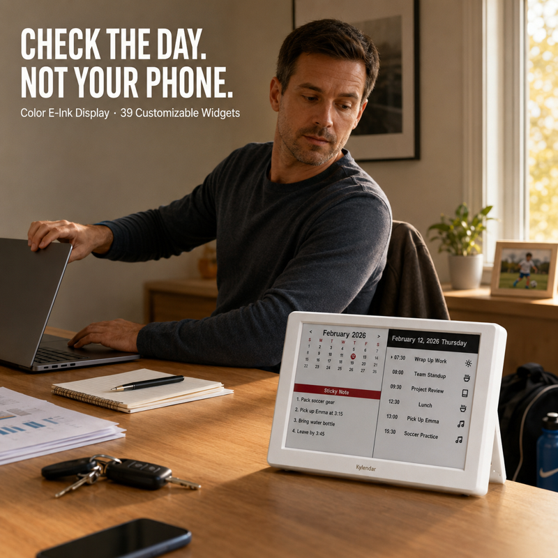 7-Inch E-Ink Calendar Display with Schedule & Weather - Minimalist Desk Widget