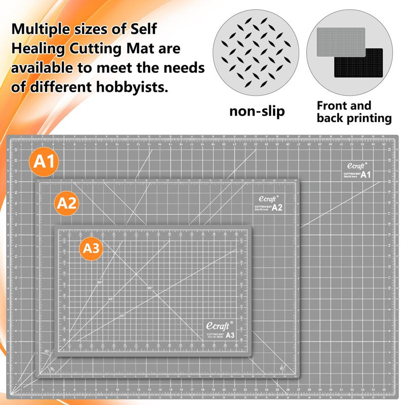 Self-Healing Cutting Mat 18x24 Inches for Sewing Quilting Crafts Double Sided Gray/Black