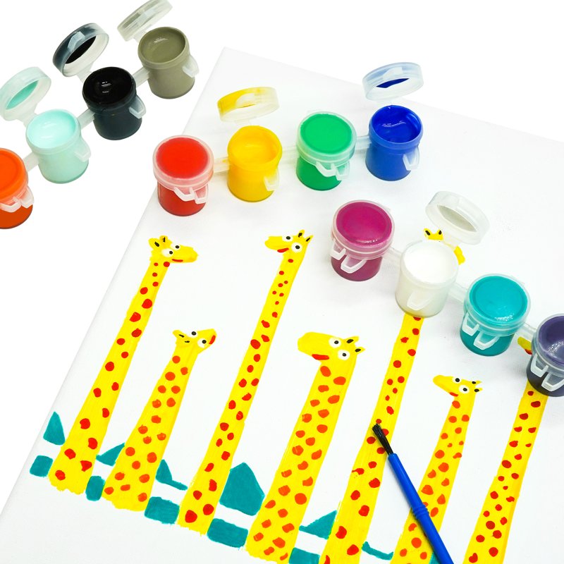 Kids Washable Tempera Paint Set with Mini Paintbrush - 12 Colors, 2 Pack