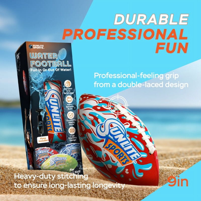 Waterproof Football for Lawn Pool Beach Lake Outdoor Play - Kids & Adults