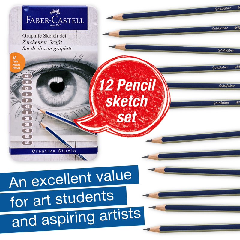 12-Piece Graphite Drawing Pencils Set for Artists and Students