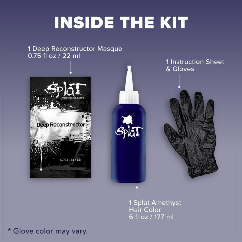 Semi-Permanent Hair Dye Kit for Brunettes - Vibrant Purple Color, Vegan & No Bleach Needed