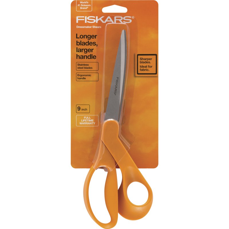 Dressmaker Scissors 9 Inch - Fabric Shears, Orange Handles