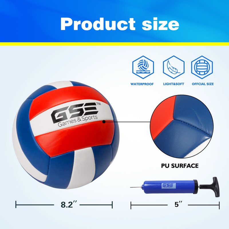 Portable Recreational Volleyball Set with Net, Poles, Ball, Pump & Carry Bag
