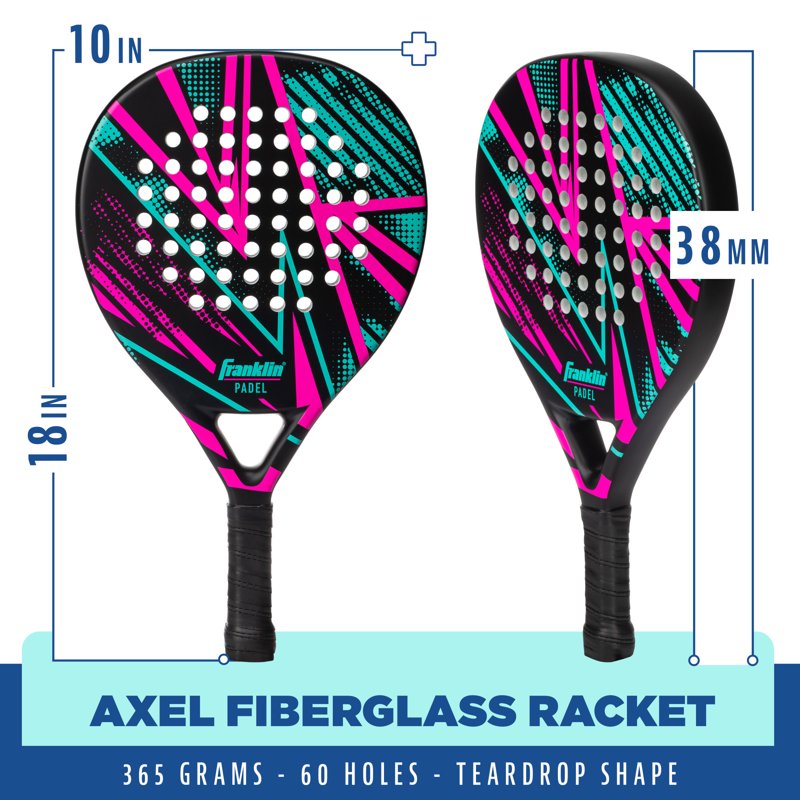 Padel Racket Set with 2 Fiberglass Rackets, Balls & Carrying Case