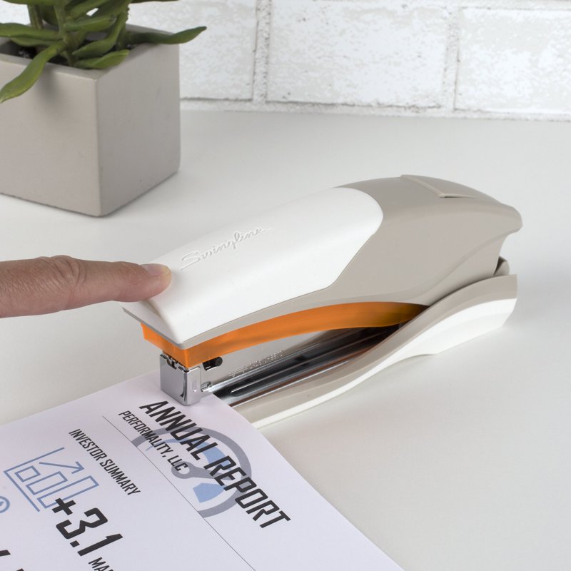 Reduced Effort Stapler for 25 Sheets - Full Size Office Stapler in Orange Gray