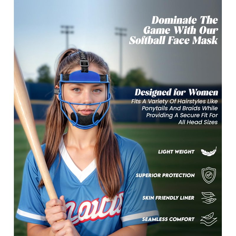 Softball Face Mask Girls & Adults Protective Lightweight Fielders Mask