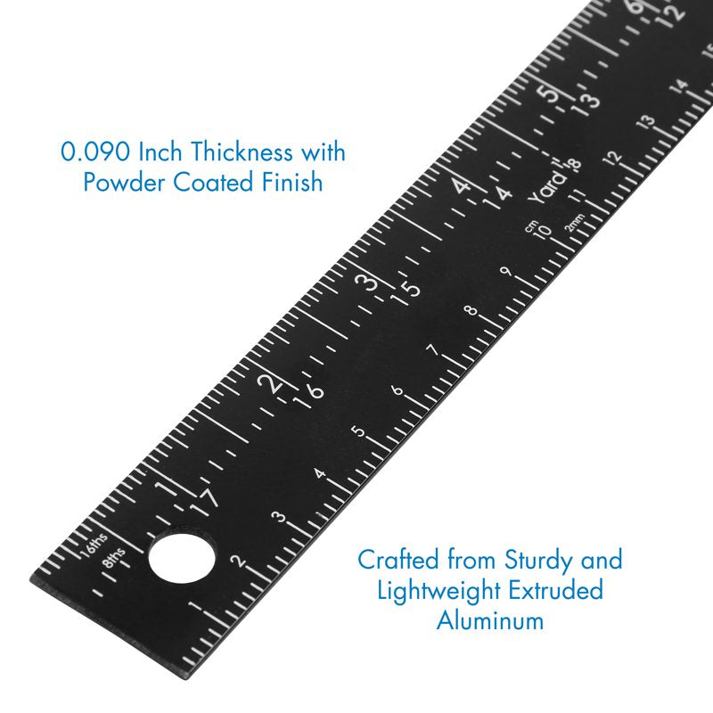36-Inch Aluminum Ruler with Hang Hole - Measuring, Craft & Sewing Tool