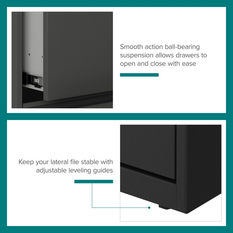 30-Inch Metal Lateral File Cabinet with 2 Drawers - Modern Office Storage