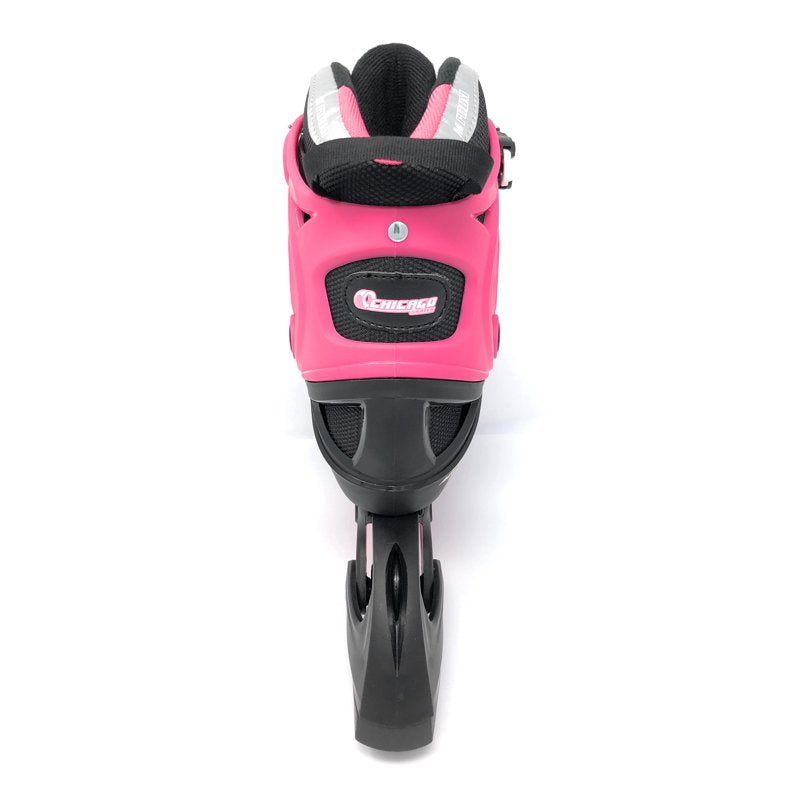 Adjustable Girls Inline Skates - Black Pink Silver, Multi-Size Fit