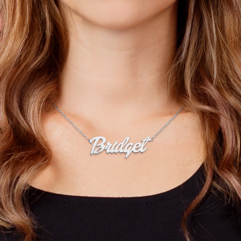 Personalized Name Necklace with Bold Script Pendant in Silver, Gold, Rose Gold