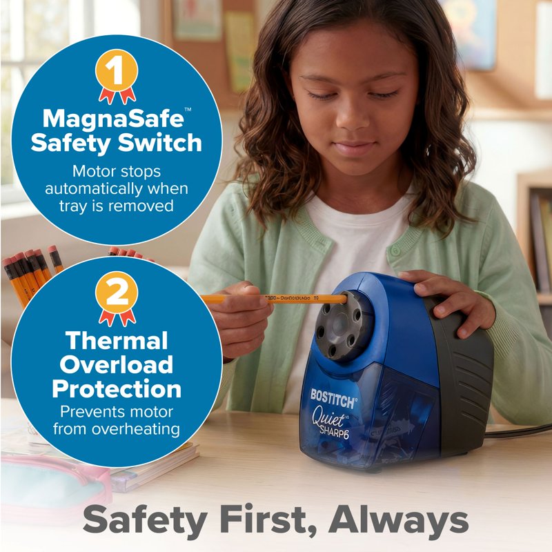 classroom Electric Pencil Sharpener - QuietSharp 6 Speed & Safety Features