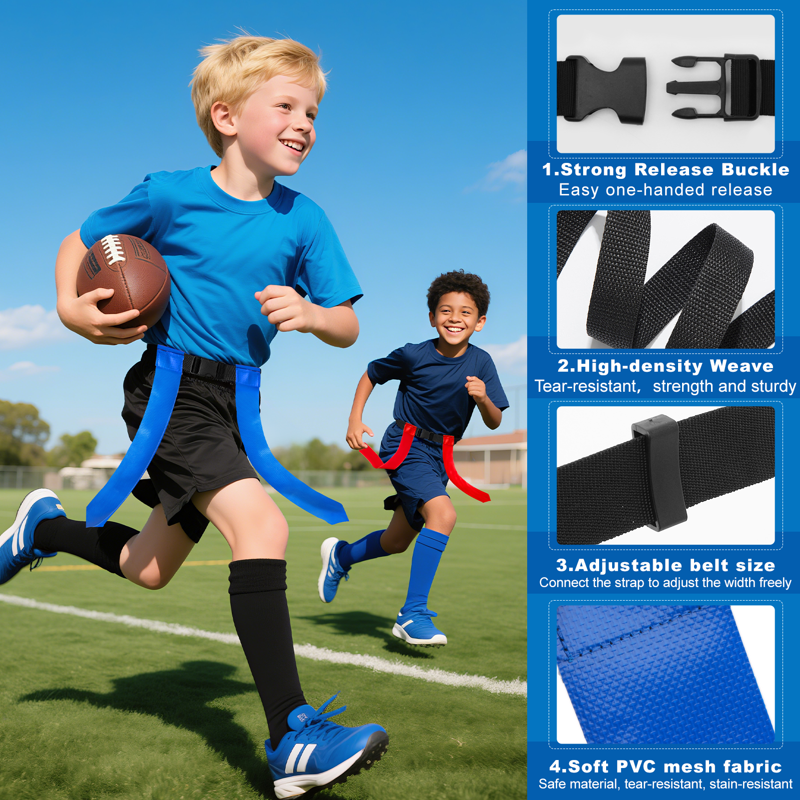 Flag Football Belts Set for Youth & Adults - Adjustable 51.18 Inch Team Training Equipment