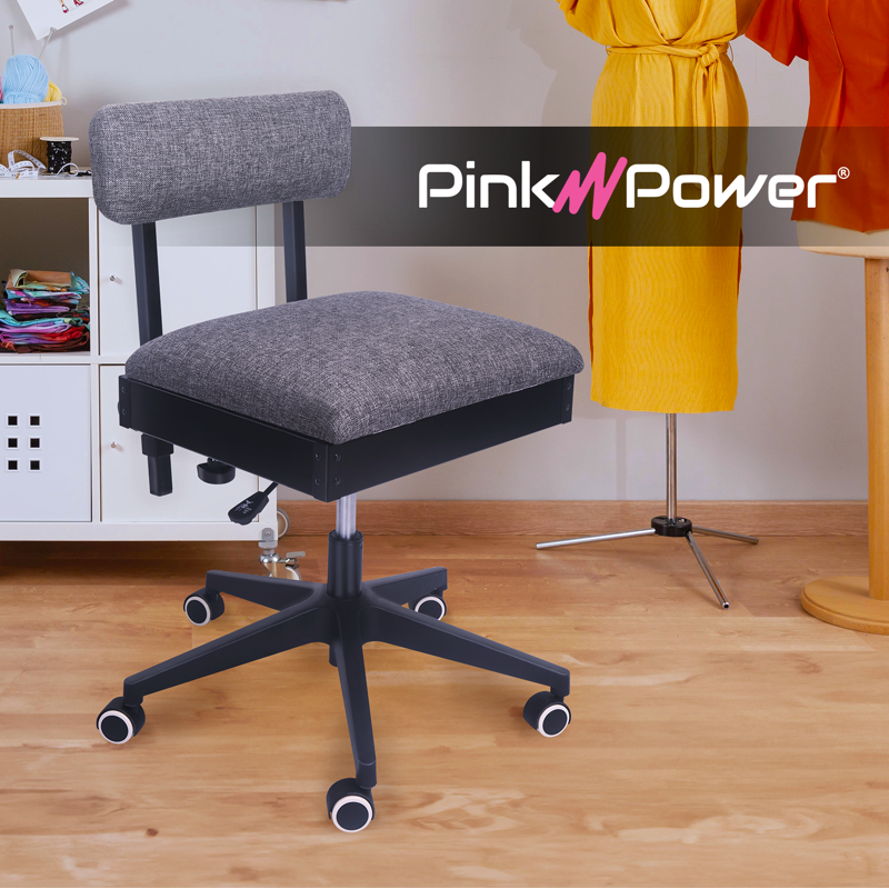 Ergonomic Sewing Chair with Wheels and Adjustable Back Support - Crafting & Quilting Stool