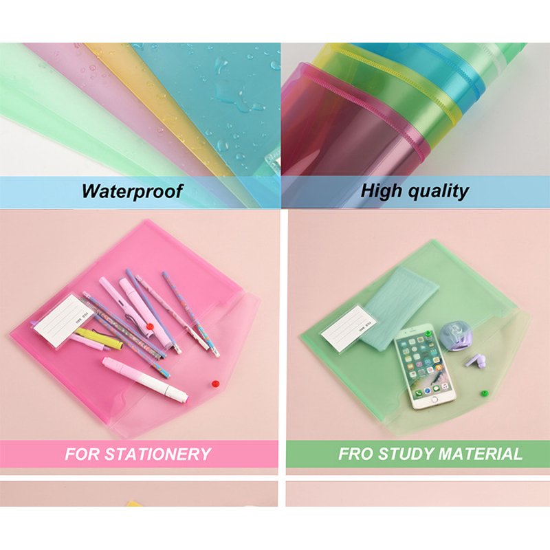Plastic Expanding File Folders Set - Transparent Office Document Holders, 6 Bright Colors, Large Capacity for A4 Letter