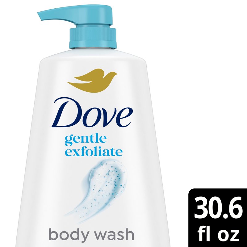 Dove Body Wash with Pump 3-Pack, Gentle Exfoliating Moisturizing Cleanser