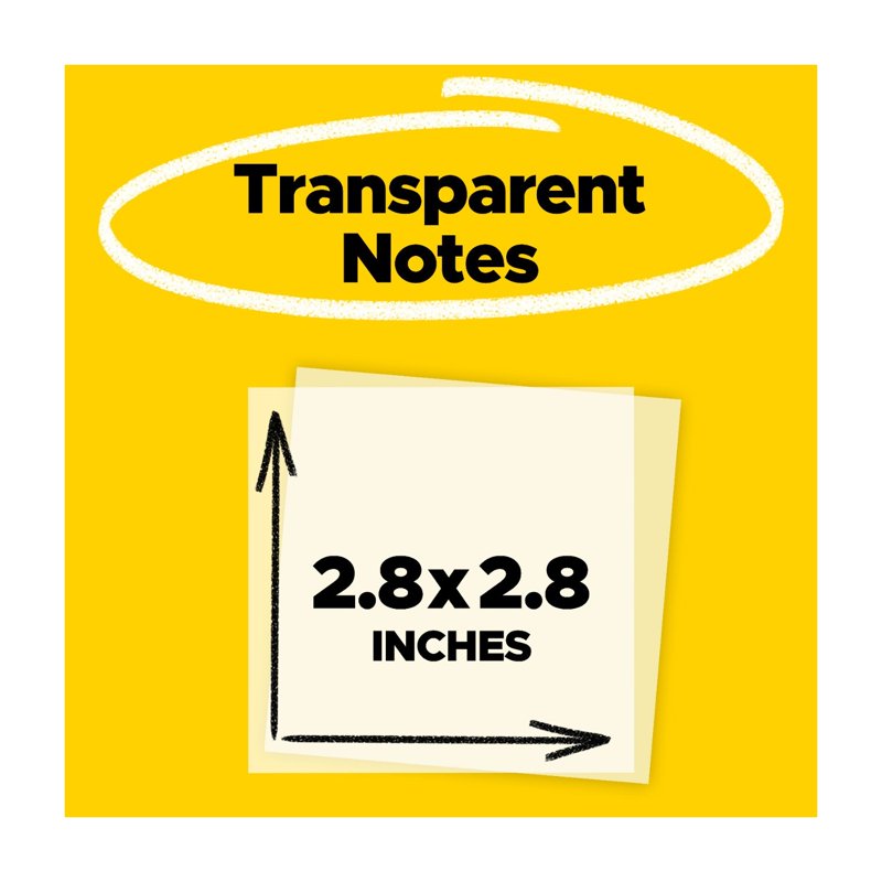 Clear Sticky Notes for Office and Study - 3 Pack, 36 Sheets Each