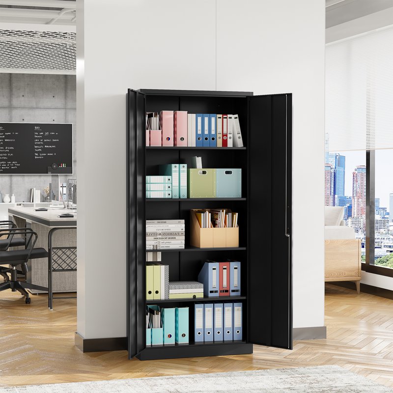 Tall Metal Storage Cabinet with Adjustable Shelves - Locking Steel File Cabinet for Home & Office