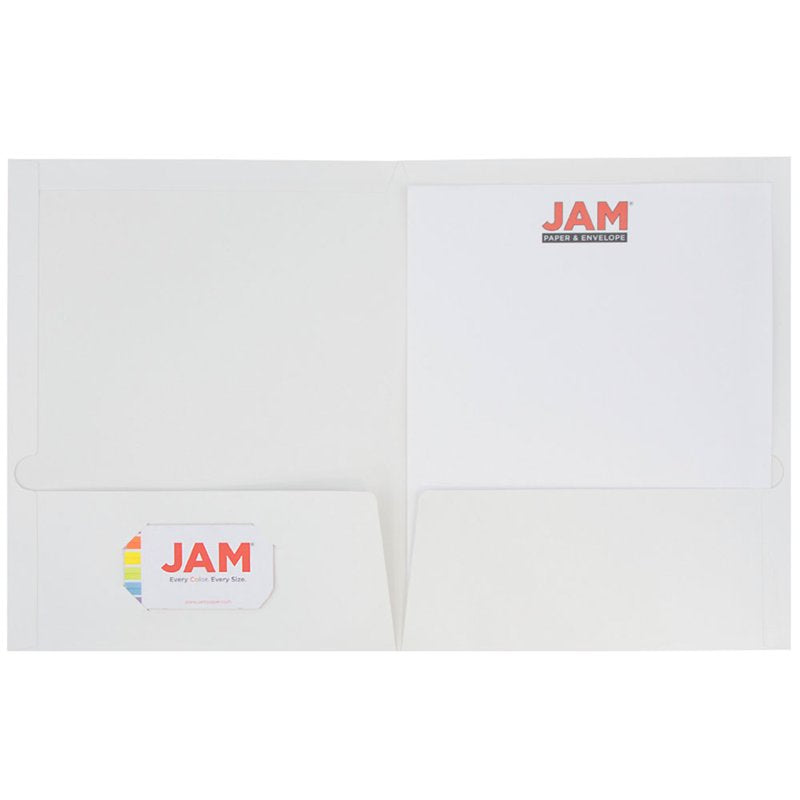 White Glossy Two Pocket Folders - 9 x 12 Inches, Pack of 6