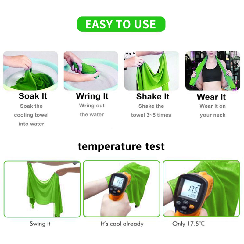 Cooling Towels 4 Pack - 40x12 Inch Microfiber Chill Sweat Towels for Sports & Outdoor Activities