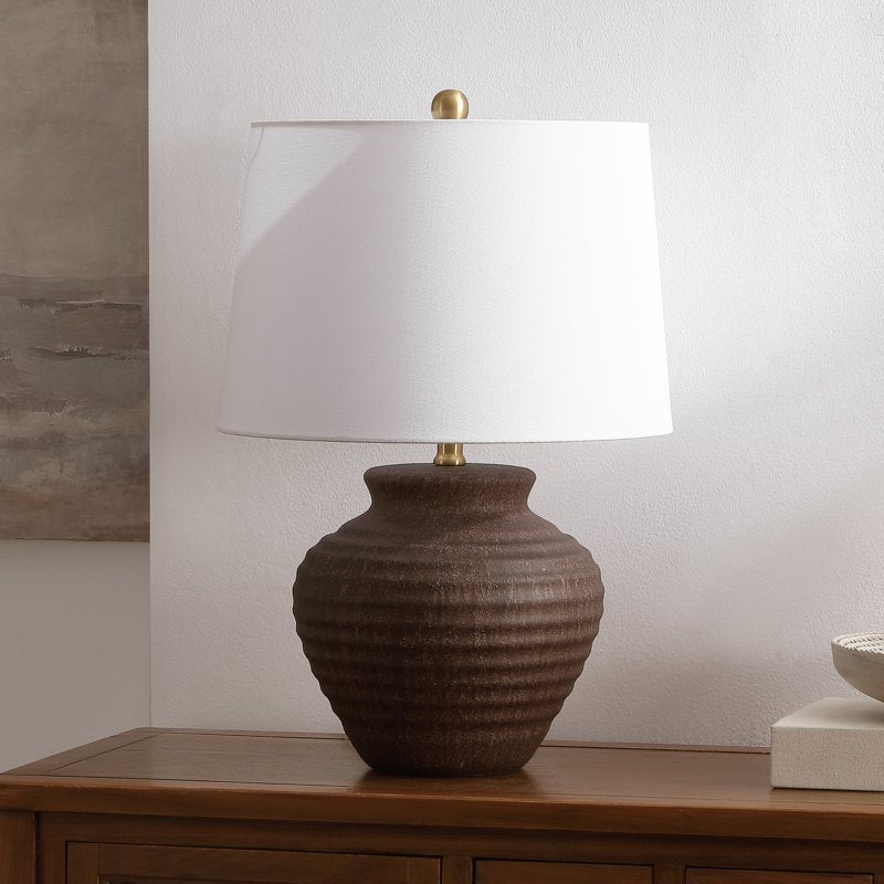 Textured Ceramic Table Lamp 22.5 in. - Brown, Light Gray, Off-White Options