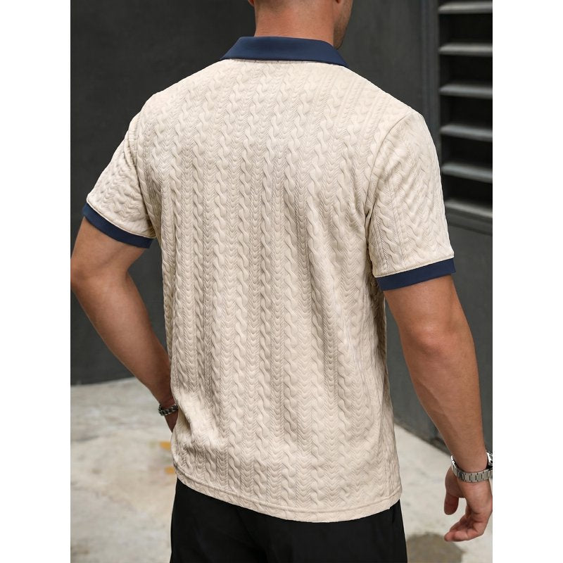Men's Polo Shirts V Neck Short Sleeve Golf Casual Knit Tops
