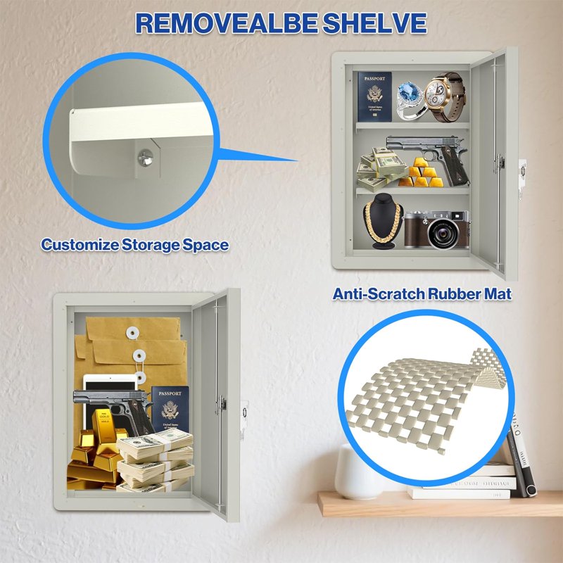 In Wall Safe with Key Lock - Hidden Wall Safe for Jewelry Cash & Valuables