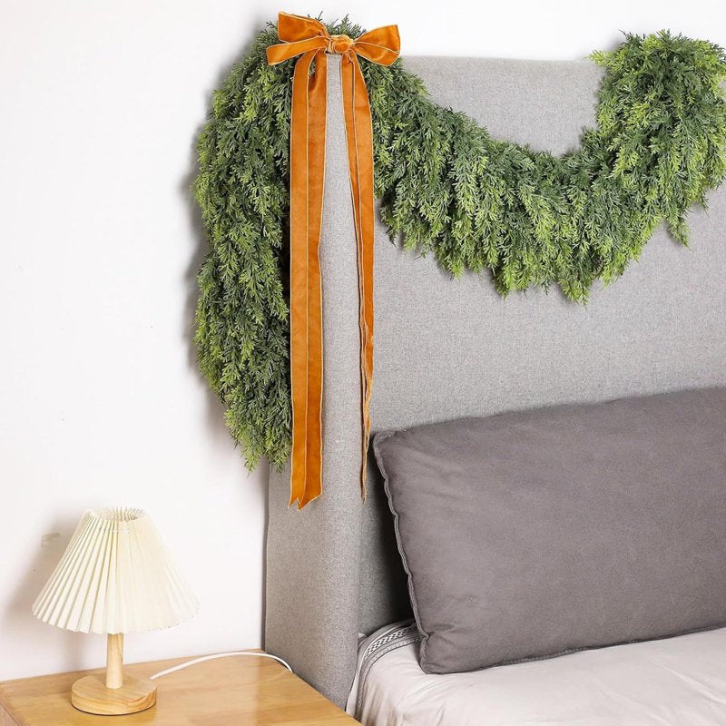 Artificial Pine Needle Garland 69-Inch Holiday Wreath for Christmas & Winter Decor