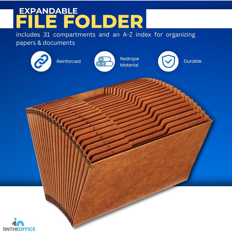 Expanding File Folder Organizer A-Z Legal Size Brown - Heavy Duty Document Storage