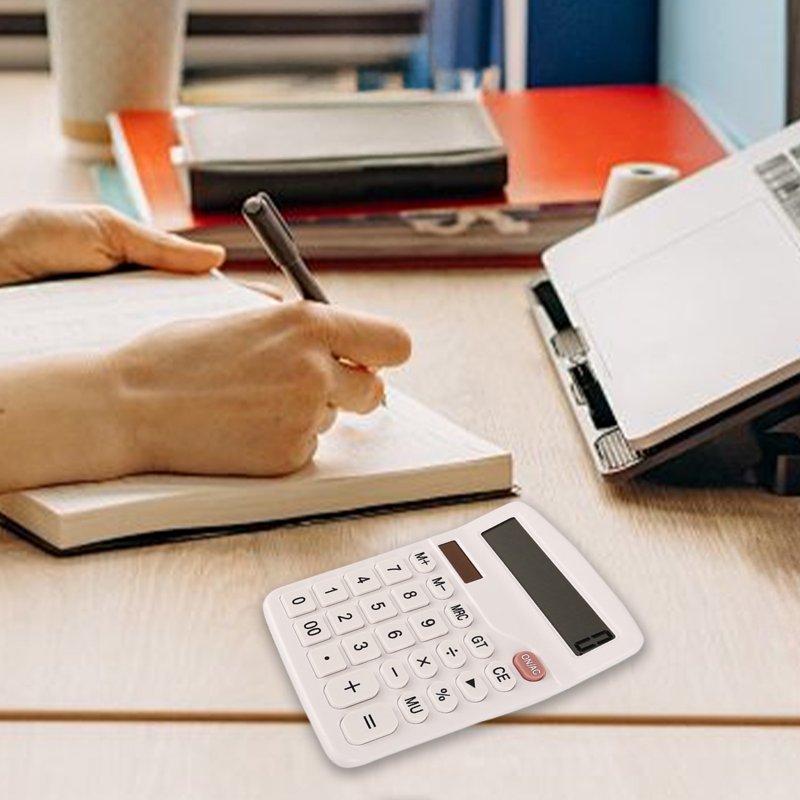 12-Digit Solar & Battery Powered Desktop Calculator - Office & Home Use