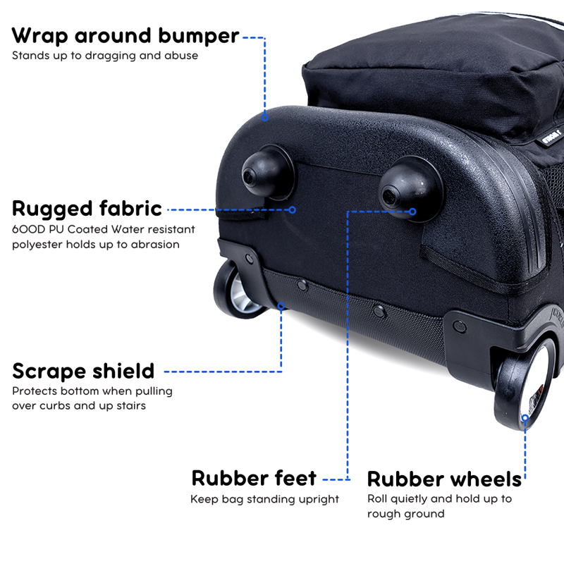 Kids & Adults 18-Inch Rolling Backpack for School & Travel - Multiple Colors