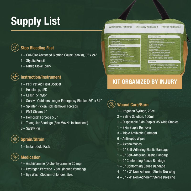 Dog First Aid Kit with Wound Care Supplies for Pets