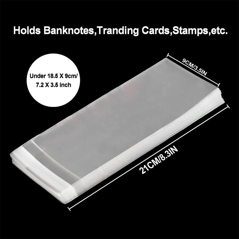 100 Clear Paper Money Sleeves with Storage Box for Currency & Collectibles