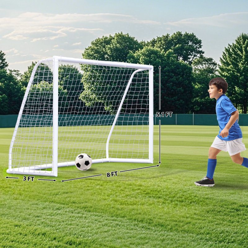 ZenSports 8FT x 5FT Portable Soccer Goal Net PVC Frame — Outdoor Training for Adults and Kids