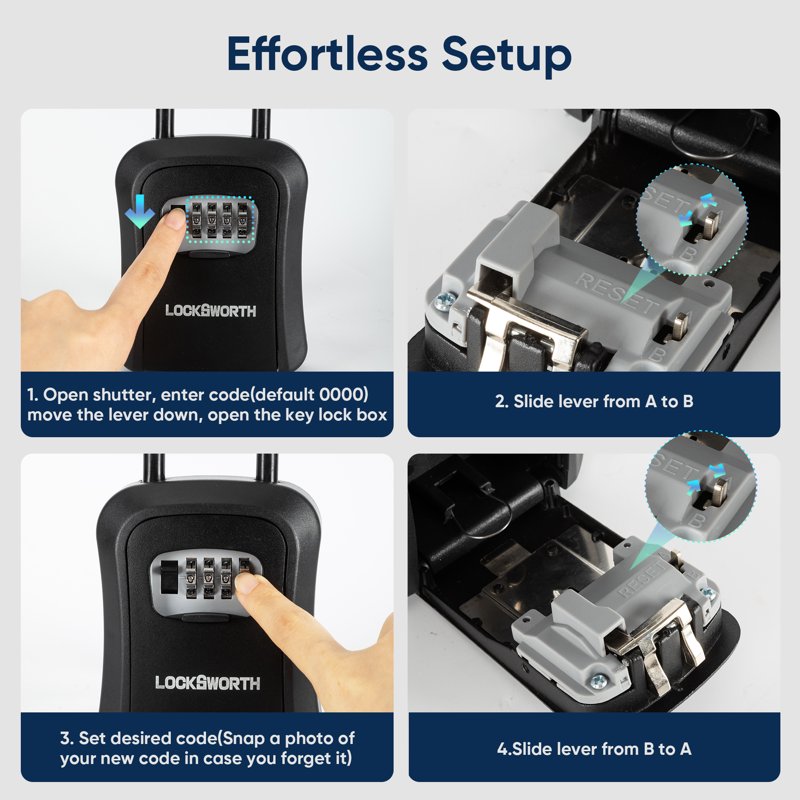 Outdoor Key Lock Box - Wall-Mounted Weatherproof Safe for 9 Keys