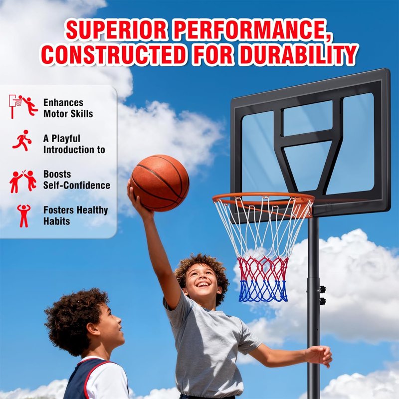 Portable Basketball Hoop 29 Inch Adjustable Height Outdoor Indoor Kids Teens